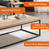 CENSI 47-Inch Natural Oak Coffee Table for Living Room, Modern Industrial Rectangular Wood and Metal Center Table with Extra Thick Tabletop (Natural Wood) CENSI