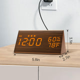 JALL Digital Alarm Clock, with Wooden Electronic LED Time Display, 3 Alarm Settings, Humidity & Temperature Detect, Wood Made Electric Clocks for Bedroom, Bedside (Brown) JALL