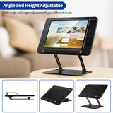 BESIGN BS01 Book Stand for Reading, Adjustable Book Holder, Ergonomic Laptop Stand with Elastic Page Clips for Music Scores, Recipe, Tablet, Laptop (Black) BESIGN