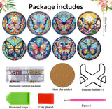 Zythron 8 PCS Butterfly Diamond Art Coasters Diamond Painting Coasters Kits with Holder Butterfly DIY Coaster for Beginners, Adults, Diamond Art Crafts Supplies 4x4 in Zythron