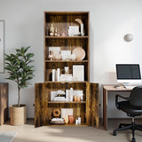 GRUSIGN 60 Inches Book Shelf Bookcase with Doors 5-Tier Floor Standing Wooden Tall Bookshelf with 2 Storage Cabinet and Adjustable Shelf for Home Office Living Room Brown GRUSIGN