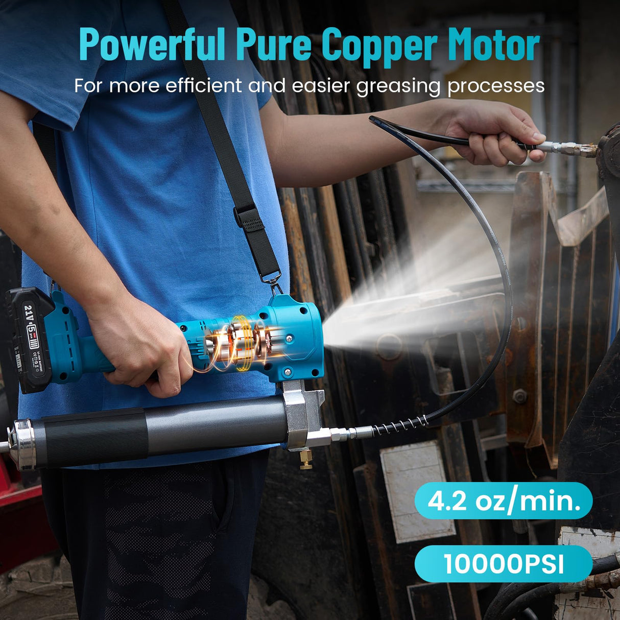 Seesii Grease Gun, 2025 Upgrade Battery Grease Gun with Ultra Bright LED Light, 10000 PSI Electric Grease Gun with 2 Batteries and Charger, 39.4" Long Hose, Perfect Tool for Machinery Maintenance Seesii