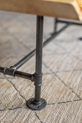 Handcrafted SRLWerks Industrial Pipe & Wood Coffee Table Live Edge Rustic Vintage Coffee Tables — House Modern Coffee Table — Natural Wood Coffee Table — Living Room Furniture (Honey Pine) Handcrafted