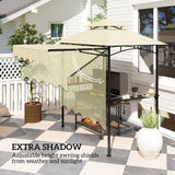 Outsunny 8' x 5' Grill Gazebo, Double Tiered Outdoor BBQ Gazebo with Side Awning, 2 Side Shelves and 6 Hooks for Patio, Deck, Yard, Beige Outsunny