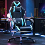 TUKAKA Gaming Chair,Ergonomic Massage Computer Office Desk Chair with Footrest,Pocket Spring Cushion,Reclining Leather Adjustable Gamer Chair with Headrest and Lumbar Support,Blue TUKAKA