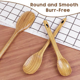 FJNATINH 3PCS Wooden Spoons, Long Handle Wooden Cooking Spoon Nonstick Kitchen Mixing Spoon Serving Spoon| 14-Inch, 12-Inch, 10-Inch | Kitchen Utensil Set Housewarming Gifts FJNATINH