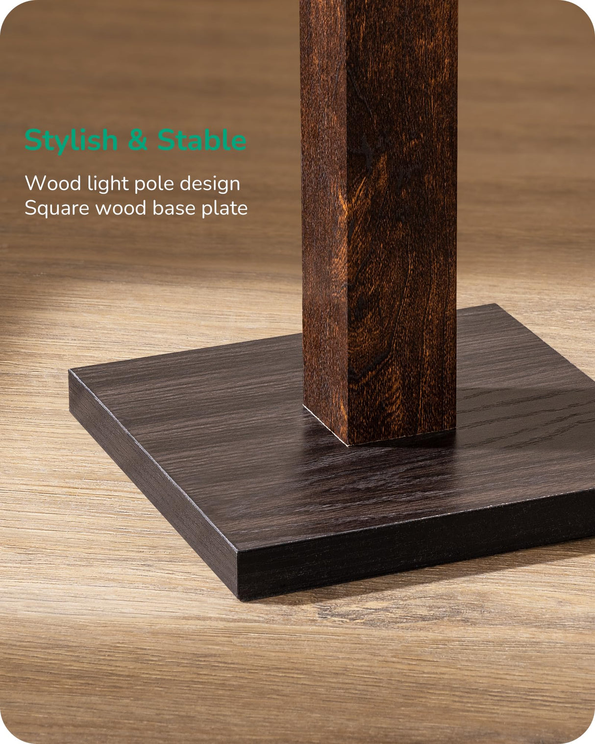 EDISHINE Wooden LED Corner Floor Lamp, Minimalist Dimmable Stick Light with Remote, Modern Standing Light for Living Room, Bedroom, Office, 7 Color Temperature 2700~6000K, 46" EDISHINE