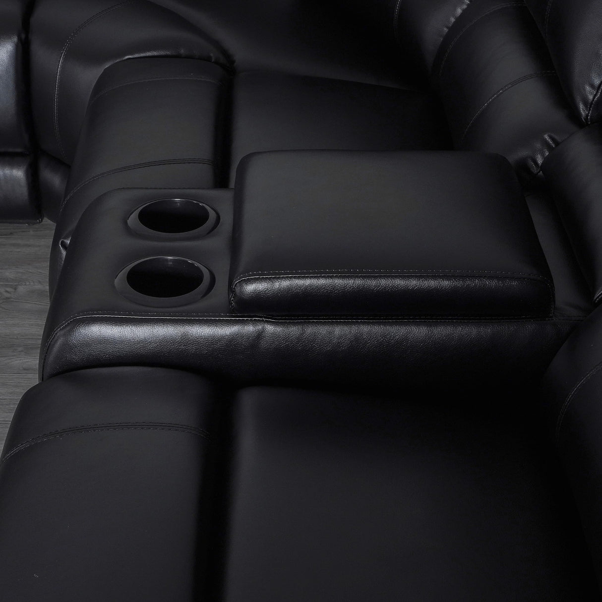 UR livingroom Modular Sectional Sofa L-Shaped PU Leather Sofa Sets Manual Reclining Sectional Couches for Living Room Sofas para Sala, Black UR livingroom