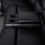 UR livingroom Modular Sectional Sofa L-Shaped PU Leather Sofa Sets Manual Reclining Sectional Couches for Living Room Sofas para Sala, Black UR livingroom