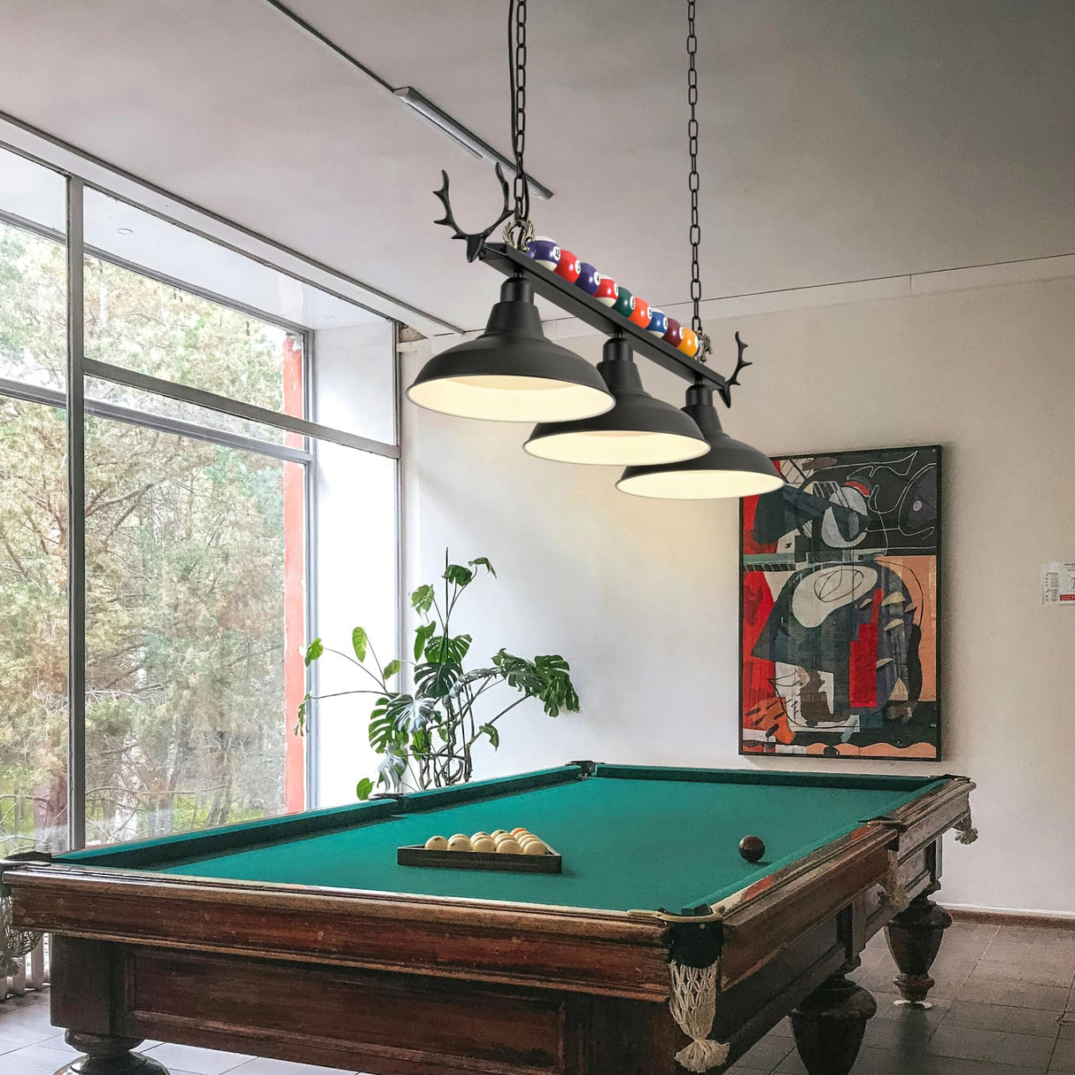 LuoliiTa Pool Table Light, Billiard Light for 7' 8' 9' Pool Table, Hanging Billiards Light for Billiard Room, Game Room, Restaurant, Coffee Shop (3 Lights) LuoliiTa