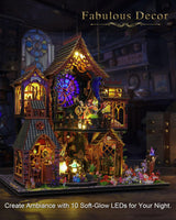 OurMiao DIY Miniature House Kit Magic Forest, Mini Doll House Building Kit with LED Lights Furniture, Miniature Dollhouse Kit Wooden Crafts for Adults Teens Gifts OurMiao
