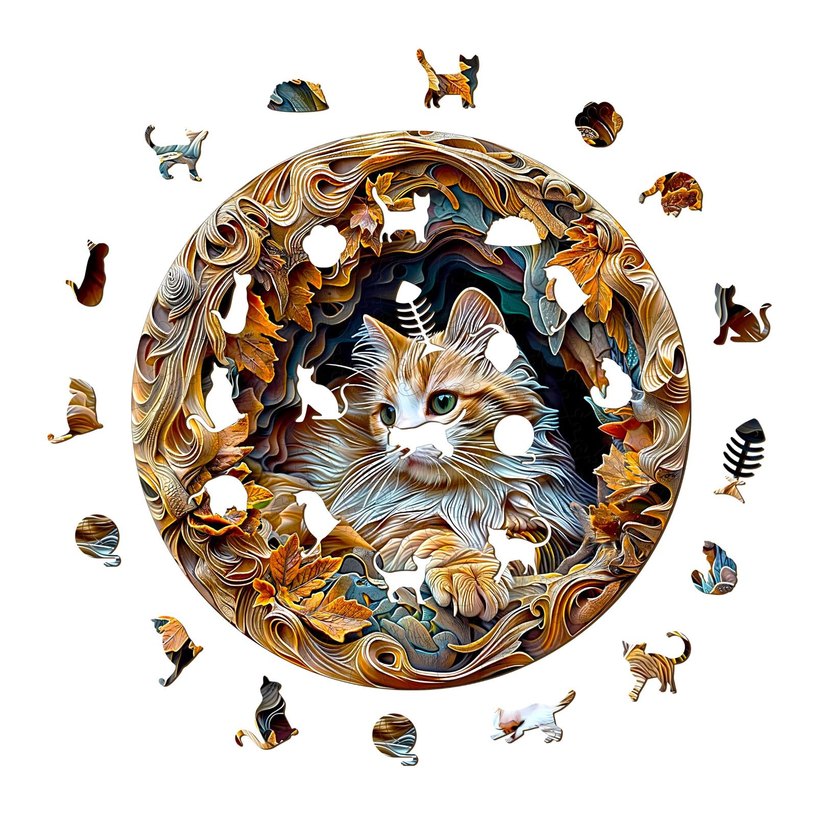 Wooden Puzzle for Adults-3D Vision Effect Cat Wooden Puzzle Unique Shape Advanced Wooden Jigsaw Puzzle for Adult, Wood Puzzles,Challenge Wooden Jigsaw Puzzle (8.5 * 8.5in-100pcs) - WoodArtSupply