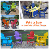 Ready-to-Finish Balcony Tall/Counter High Adirondack Chair with Footrest for Outdoor Outside Garden - Unfinished Natural Wood Bar Chair Westcharm