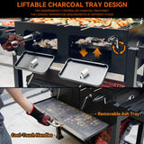 Onlyfire Extra Large BBQ Charcoal Grill with Large Cooking Grate and Warming Rack, Outdoor Barbecue Grill with Dual-Zone Adjustable Charcoal Tray and 2 Foldable Side Table, Black GS339-A ONLYFIRE GRILLS