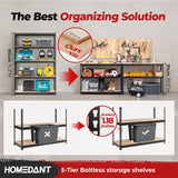 HOMEDANT 5 Tier Laminated Boltless Heavy Duty Garage Storage Adjustable Wide Size Metal Shelving Unit Utility Rack Shelves Organization Multipurpose Shelf Shed Warehouse 47.7"W x 24.1"D x 71.3"H 2Pack HOMEDANT