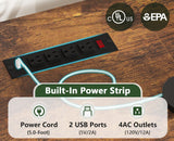 TVU 110" 2 Person Desk with 8 Drawers, Large Writing Home Office Desks with Outlets, I Shaped Workstation Double Desk Drawer Organizers (Rustic) TVU