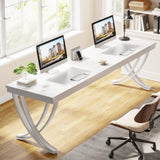 Tribesigns 2-Person Home Office Desk,78.7-Inch Extra Long Desk,Large Double Computer Desk for Home Office, Work Desk for Two People with Stylish Legs (White) Tribesigns