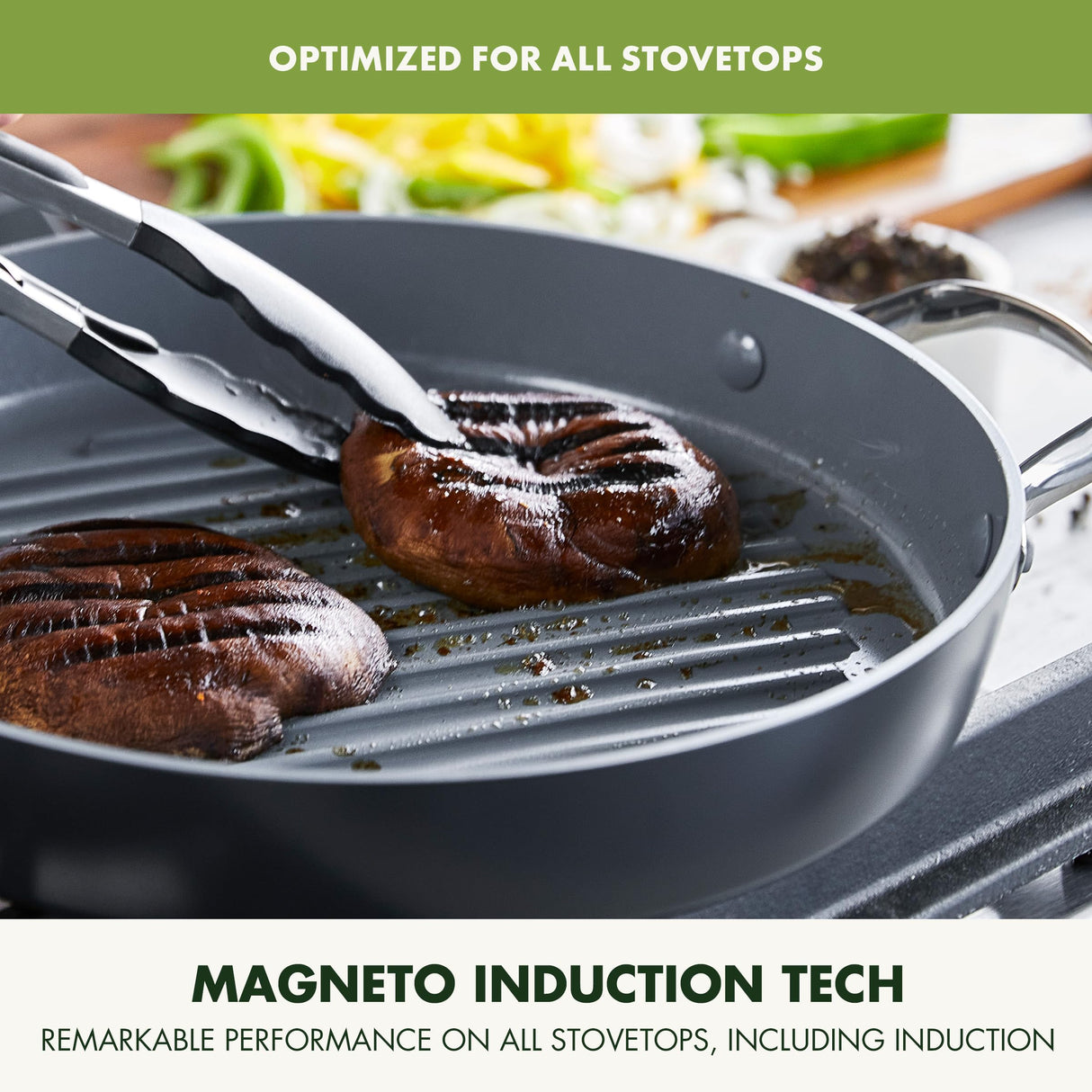 GreenPan Valencia Pro Hard Anodized Healthy Ceramic Nonstick 11" Grill Pan, PFAS-Free, Induction, Dishwasher Safe, Oven Safe, Gray GreenPan