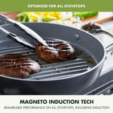 GreenPan Valencia Pro Hard Anodized Healthy Ceramic Nonstick 11" Grill Pan, PFAS-Free, Induction, Dishwasher Safe, Oven Safe, Gray GreenPan