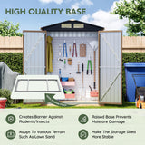 Grovellis 5x3 FT Outdoor Metal Storage Shed with Floor Frame, Double Door, 1 Clear Window, Tool Shed for Garden, Patio, Backyard Brown Grovellis