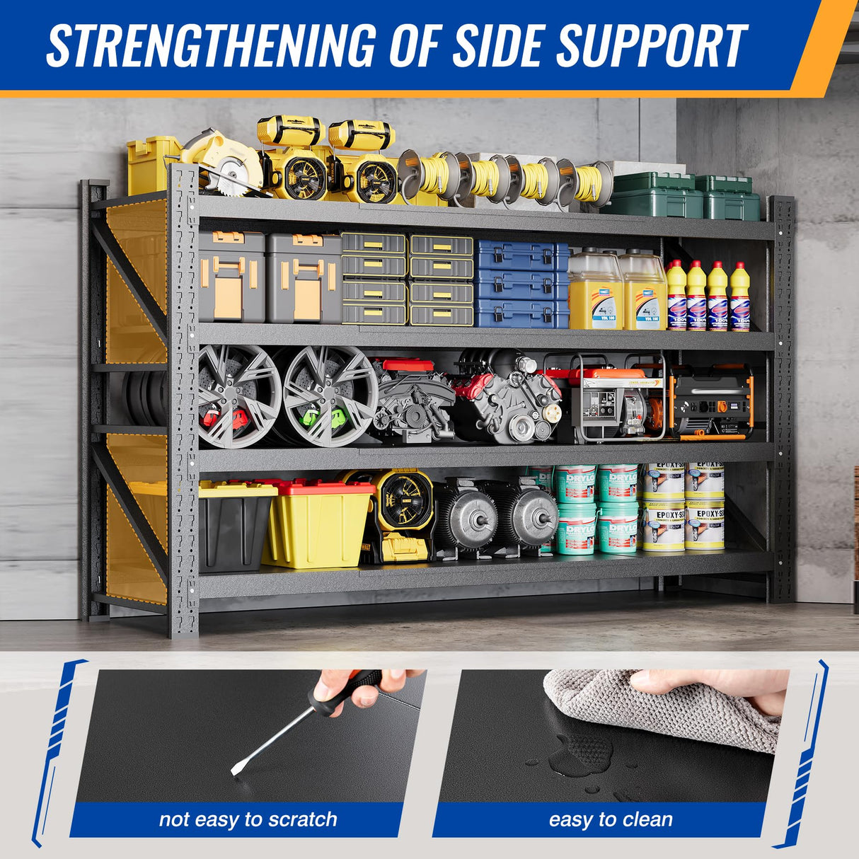 BYNSOE 68" W Storage Shelves 8000lbs Garage Metal Shelving Heavy Duty Garage Shelves Adjustable Storage Shelves for Industrial, Factory, (68" W X 24" D X 63.5" H) BYNSOE