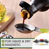 Spring Chef Magnetic Measuring Spoons Set with Strong N45 Magnets, Heavy Duty Stainless Steel Metal, Fits in Most Kitchen Spice Jars for Baking & Cooking, BPA Free, Multicolor, Set of 8 with Leveler Spring Chef