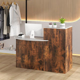 Tangkula Reception Desk, Front Counter Desk with Lockable Drawers, L Shaped Retail Counter with Oval Desktop, Checkout Computer Workstation for Salon Lobby Home Office Tangkula