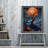Halloween Paint by Numbers for Adults with Framed Canvas-with Wooden Easel,Paint by Numbers Kits Framed Canvas,DIY Acrylic Oil Painting Kits with Brushes Nice Gift Box for Home Wall Decor(12x16 Inch) MIRCVSH