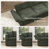 HONBAY Modular Sectional Sofa, Corduroy Sectional Couches for Living Room, U Shaped Couch with Storage, Green HONBAY