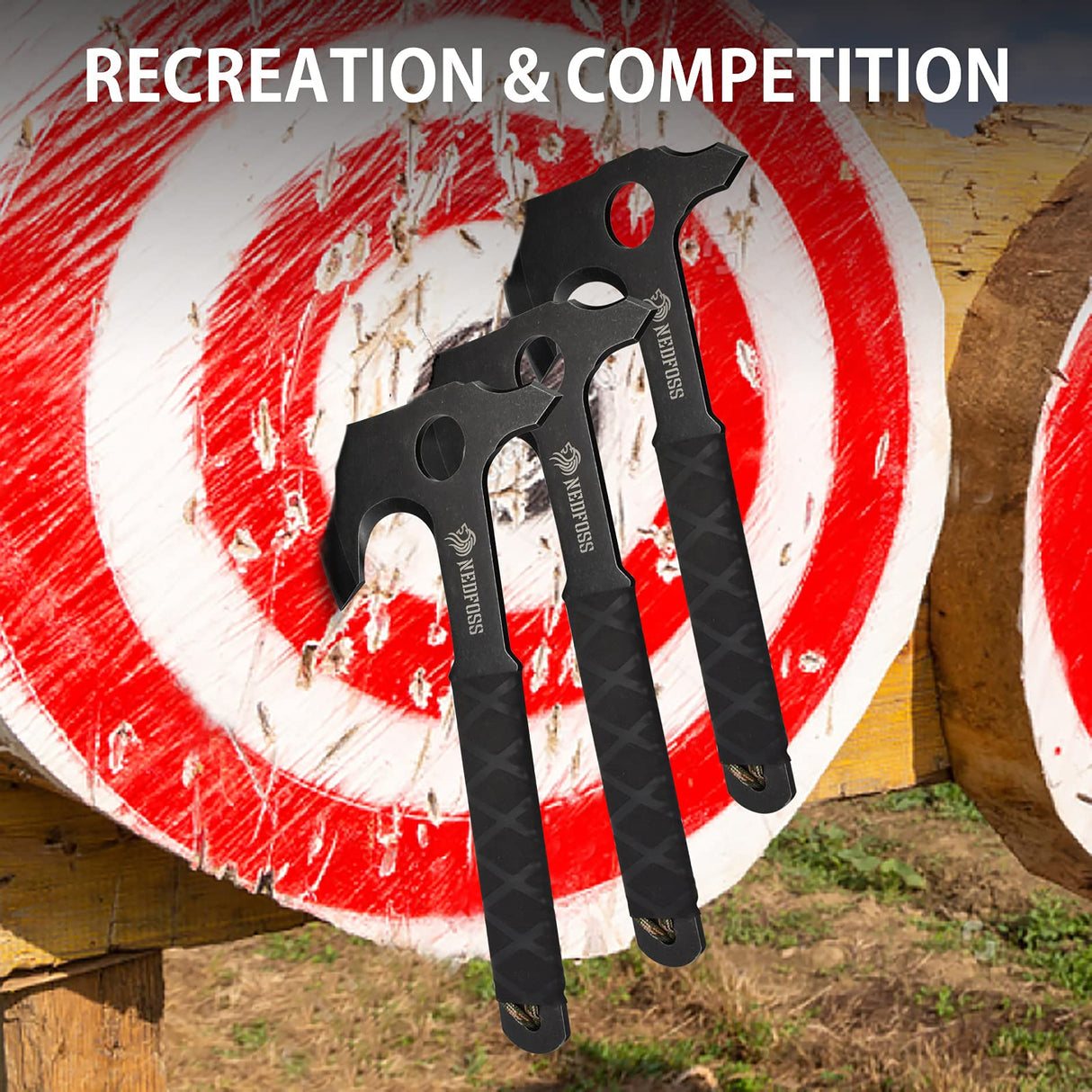 NedFoss Throwing Axes and Tomahawks, 10.2'' Full Tang Throwing Hatchet with Sheath, Rubber & Paracord Handle, Perfect for Competition and Recreation NedFoss