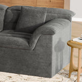 44" Modern Sectional Sofa, Upholstered Corduroy Cloud Couch with Deep Seat, Comfy Boneless Loveseat for Living Room, No Assembly Required, Dark Gray, Right Side SUNG7