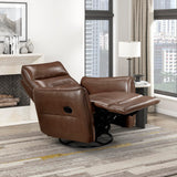 Lexicon Swivel Glider Reclining Chair, Top Grain Leather Match Manual Recliner, Comfy Nursery Glider Recliner, Swivel Reclining Chair for Living Room/Office/Bedroom/Apartment, Toffee Brown Lexicon