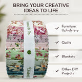 Tinyspool & Co. Jelly Roll Fabric Strips for Quilting, Crafting, and Sewing, 40 Strip Assorted Bundle, Soft Cotton for Blanket, Rug, Upholstery, Home Decor, and Purse Making, Waterlily Pond Tinyspool & Co.