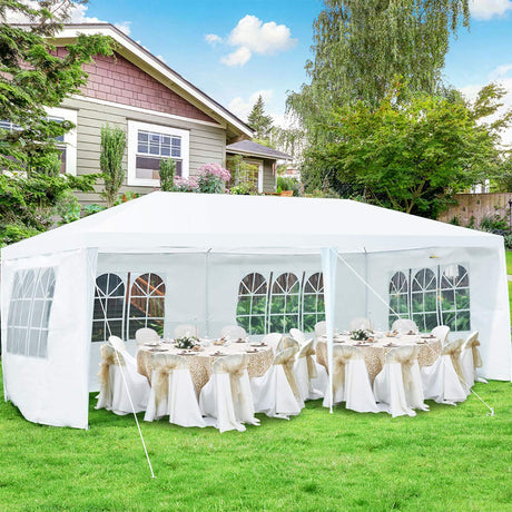 ORALNER 10'x20' Outdoor Canopy Tent, White Wedding Party Tent with 6 Removable Sidewalls & Carrying Bag, Heavy Duty Camping Gazebo Pavilion for Patio, Garden and Backyard ORALNER