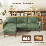 Vesgantti 97" Modular Sectional Sofa Green, L-Shaped Couch with Movable Ottoman, Comfy Corduroy Couch with Spring Cushion, Modular Sofa with Deep Seat for Living Room, Bedroom and Apartment Vesgantti