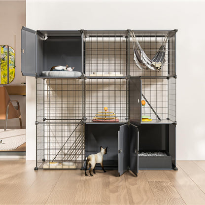 PAWING Indoor Cat Enclosure Outdoor 3-Tier Large Playpen Catio Cat Cage Outdoor Cat Crate Detachable Metal Wire Kennel Medium Kitten Cage - WoodArtSupply