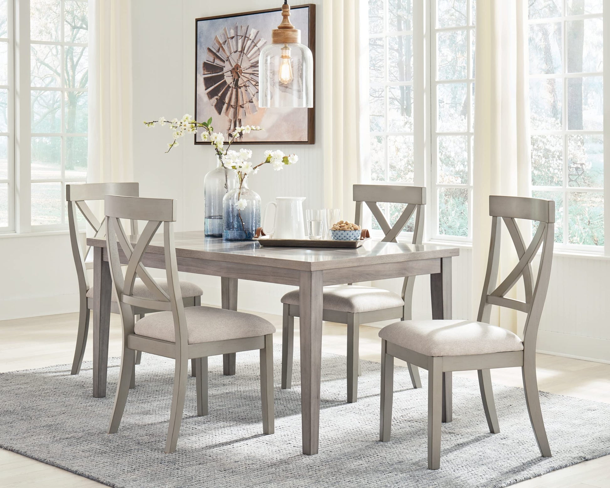 Signature Design by Ashley Parellen Modern Farmhouse Rectangular Dining Room Table, Gray - WoodArtSupply