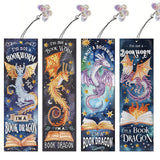 4pcs Diamond Art Bookmarks,Diamond Painting Bookmark Kits for Adult,DIY Gem Art Small Crafts with Rhinestone Tassel,Paint by Diamonds for Graduation Birthday Reader Gifts (Dragon) bestact