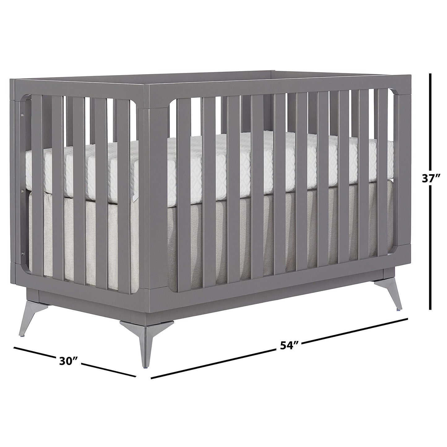 Dream On Me Harper 4-In-1 Convertible Crib In Storm Grey, Greenguard Gold & JPMA Certified, 3 Mattress Height Settings