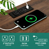 YITAHOME Farmhouse Nightstand with Charging Station, 2 Drawers Night Stand with LED Lights, Wood End Table Side Table with Storage, Walnu + White YITAHOME