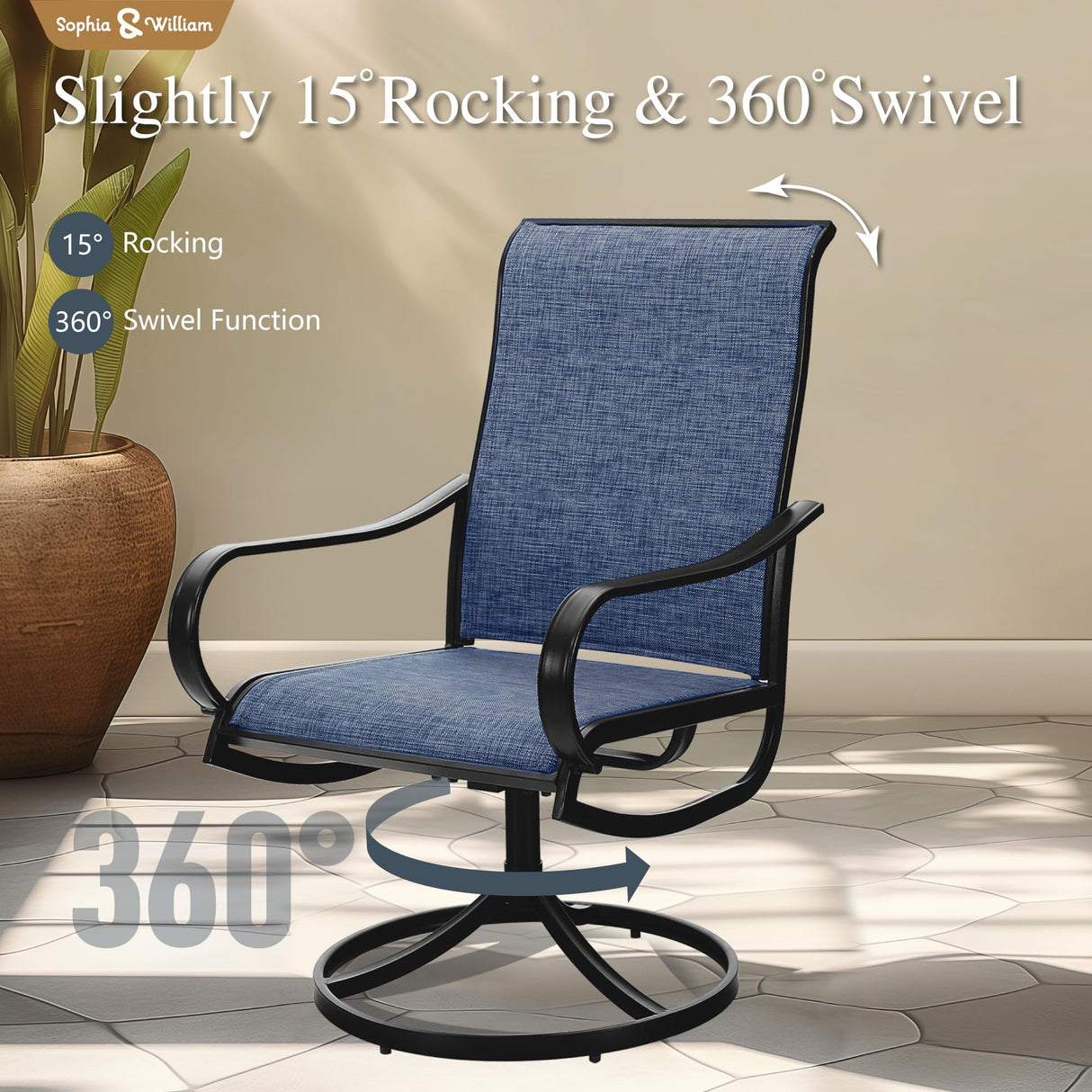 Sophia & William Outdoor Dining Set Patio Dining Sets Patio Table and Chairs Set 9 Pieces Outdoor Dining Table for 8 with Swivel Patio Chairs Patio Set for Garden Pool All Weather Blue Sophia & William