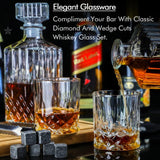 Whiskey Decanter Set for Men, Whiskey Glasses and Decanter with Cooling Stones Clear Glass Whisky Liquor Decanter Set for Whiskey Bourbon Rum Men Fathers'Gift INFTYLE
