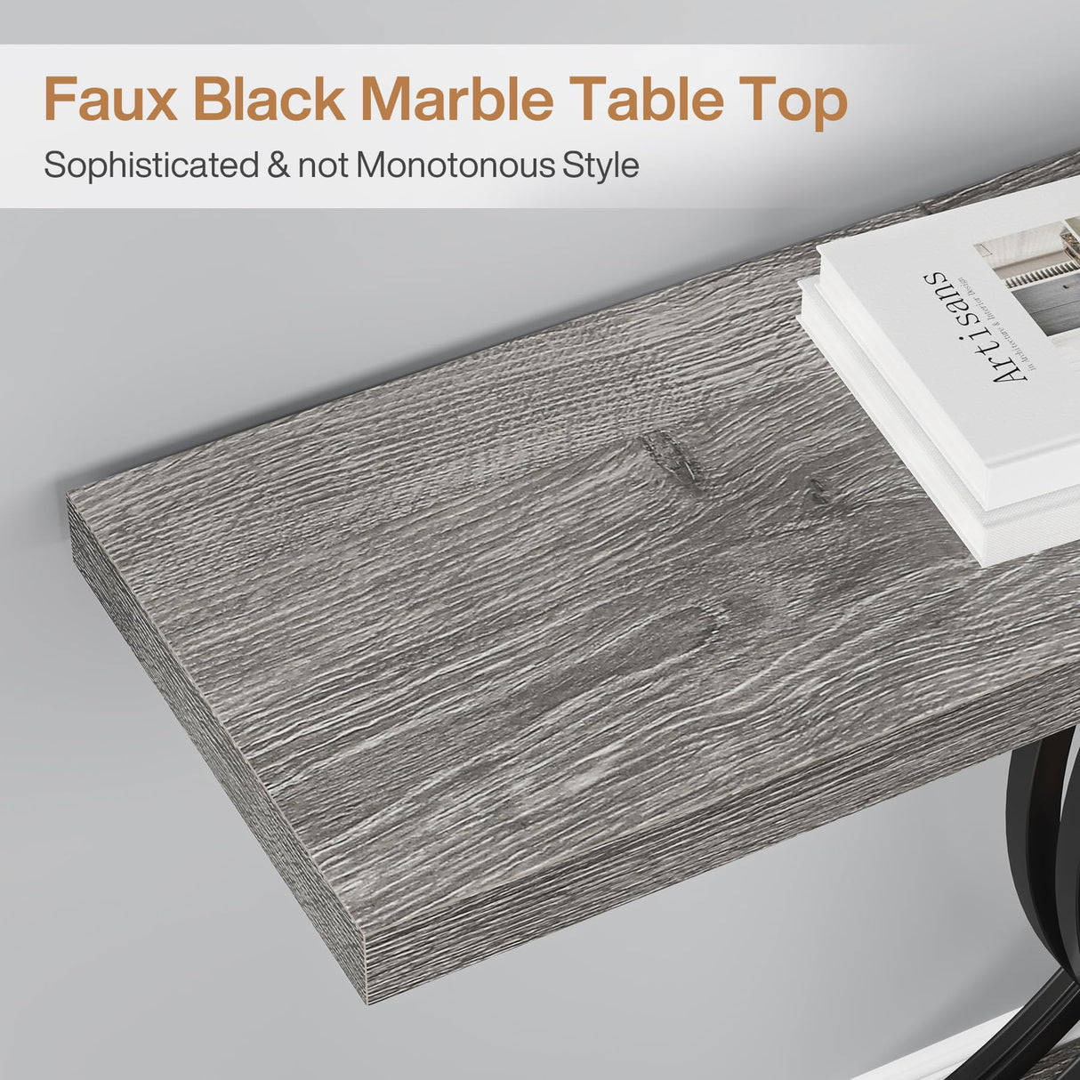 Tribesigns Industrial Entryway Table, 39-Inch Vintage Console Table Accent Table with Geometric Metal Legs, Narrow Wood Sofa Table Foyer Table for Entrance, Living Room (Gray & Black) Tribesigns