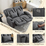 SAMERY 54.2" RV Loveseat Recliner Sofa, Manual Recliner Loveseat RV Sofa Home Theater Seating with Arm, Cup Holders and Side Pocket for Living Room/Office/Apartment SAMERY