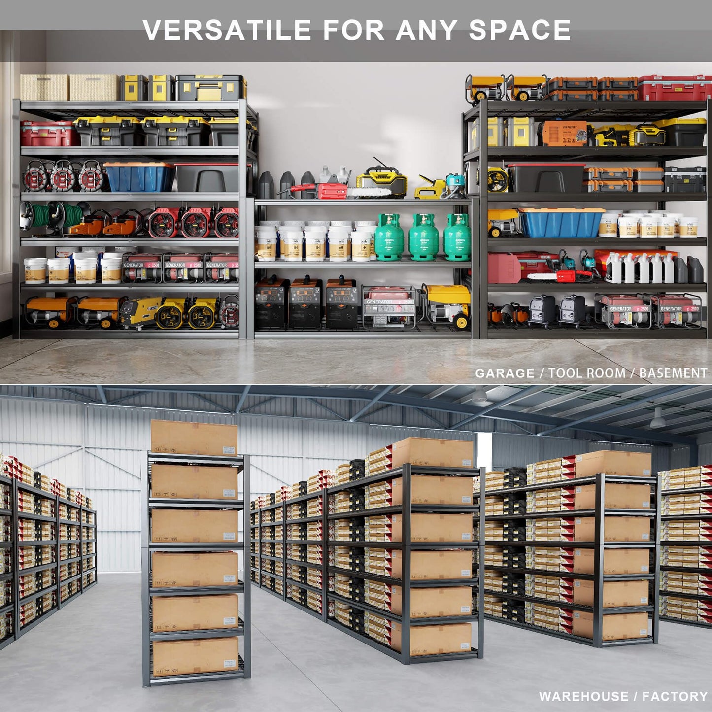 PMKES 6 Tier Garage Shelving Heavy Duty, 56" W Garage Storage Shelves, 3900LBS Capacity Adjustable Metal Shelves Units, 84" H Industrial Shelf, Garage Storage Shelving Unit, 56" W*84" H*24" D - WoodArtSupply