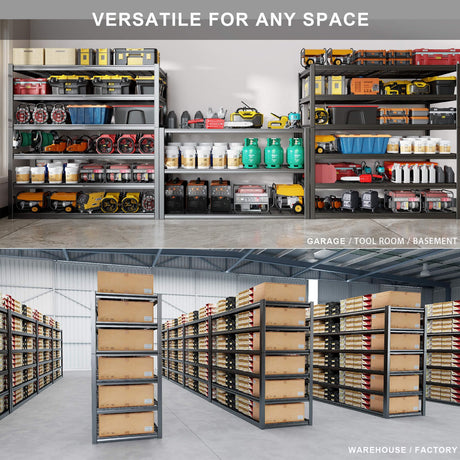 PMKES 64" Wide 6-Tier Garage Shelving Unit, 64" W x 24" D x 84" H, Heavy Duty Garage Storage Shelves,3900 LBS Capacity, Industrial Adjustable Shelves for Basement Warehouse PMKES