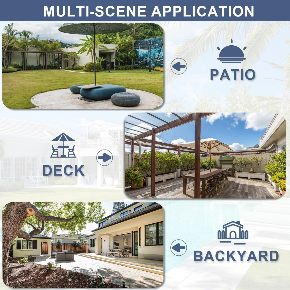 ALAULM 5 Piece Patio Dining Set All-Weather Wicker Outdoor Furniture Set w/Tempered Glass Tabletop, Removable Cushions and Umbrella Hole for Patio, Backyard, Garden, Poolside（Navy） ALAULM