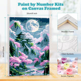 MOGTAA Landscape Paint by Number Kit for Adults Beginners Framed, Adult Paint by Number Kits On Canvas, Easy Adults' Paint-by-Number Kits, DIY Moon Flowers Oil Painting Kits for Home Decor, 8x12in MOGTAA