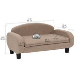 Paws & Purrs Modern Pet Sofa 31.5" Wide Low Back Lounging Bed with Removable Mattress Cover in Espresso/Sand Paws & Purrs