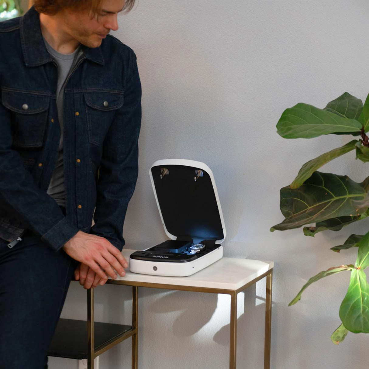 RPNB Gun Safe, Biometric Gun Safe for Handgun, Pistol Safe for Nightstand with Biometric Fingerprint, Digital Backlit Touchpad,White RPNB